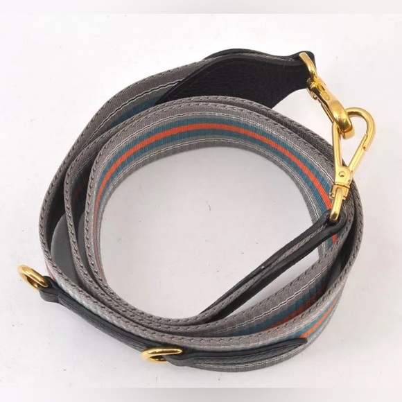 Authentic PRADA Nylon Leather Stripe Pattern Shoulder Strap 41.7" Gray - Picture 15 of 16